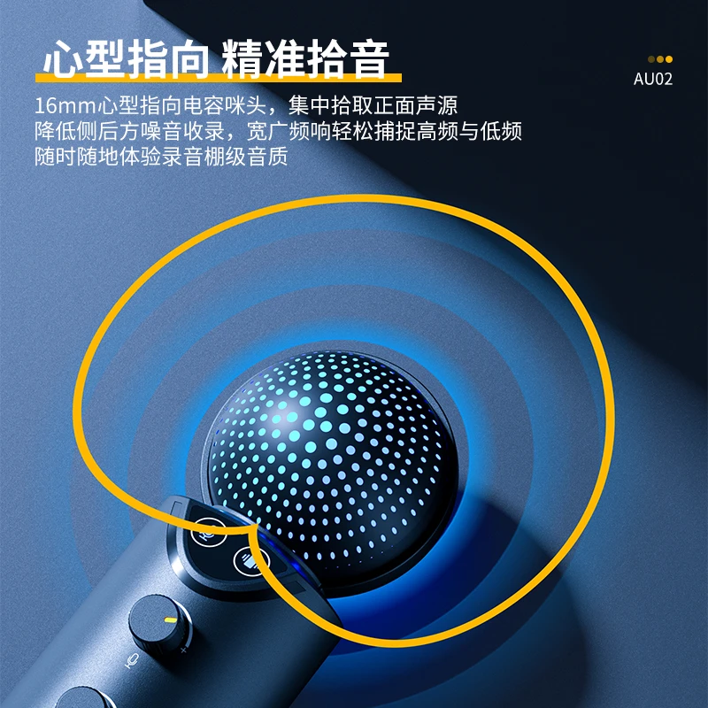 7RYMS/七语AU02电容麦克风直播唱歌游戏朗诵录音桌面专业配音设备