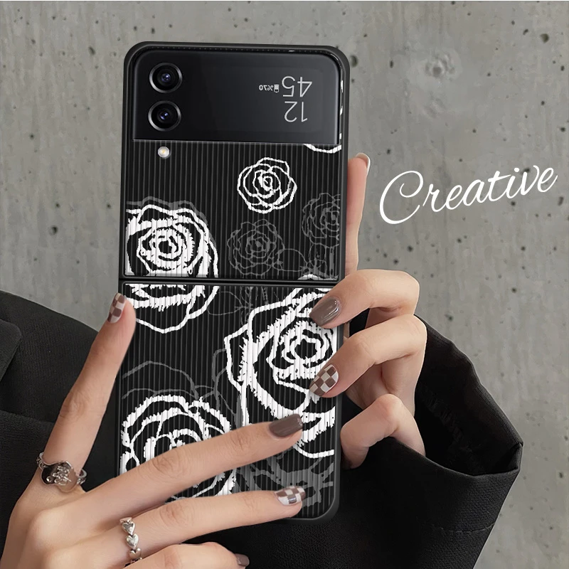 适用于三星zflip4手机壳新款折叠屏zflip3女高级感暗黑Galaxy竖条