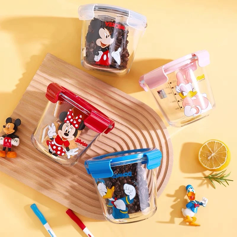 【言则】迪士尼正版乐选系列700ml带盖玻璃保鲜碗 可微波炉烤箱