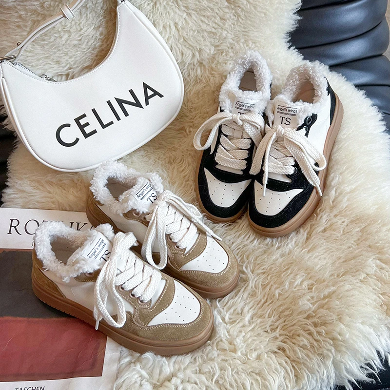 【清仓】TS加绒松糕鞋女2023年厚底百搭休闲平底板鞋MTX6830C