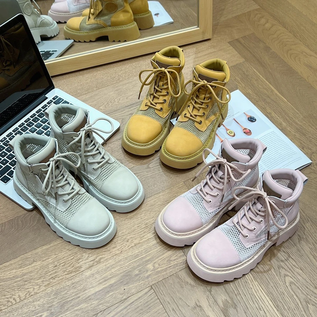 【清仓】TS休闲增高马丁靴网靴女2024新款夏季英伦风凉靴MTD36997