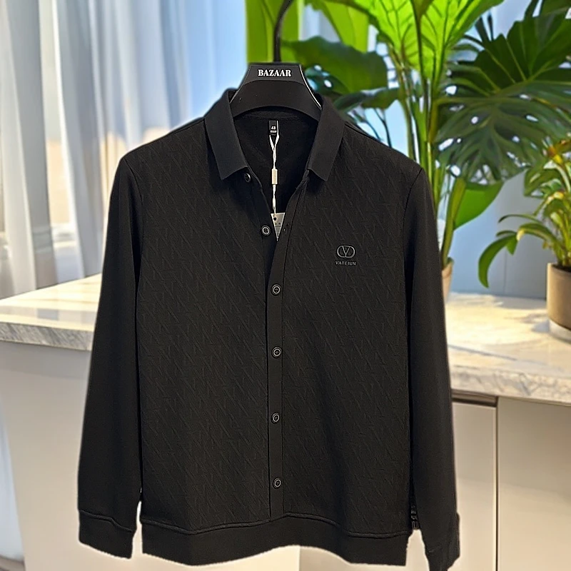 秋冬新款男士衬衫领加绒加厚时尚卫衣