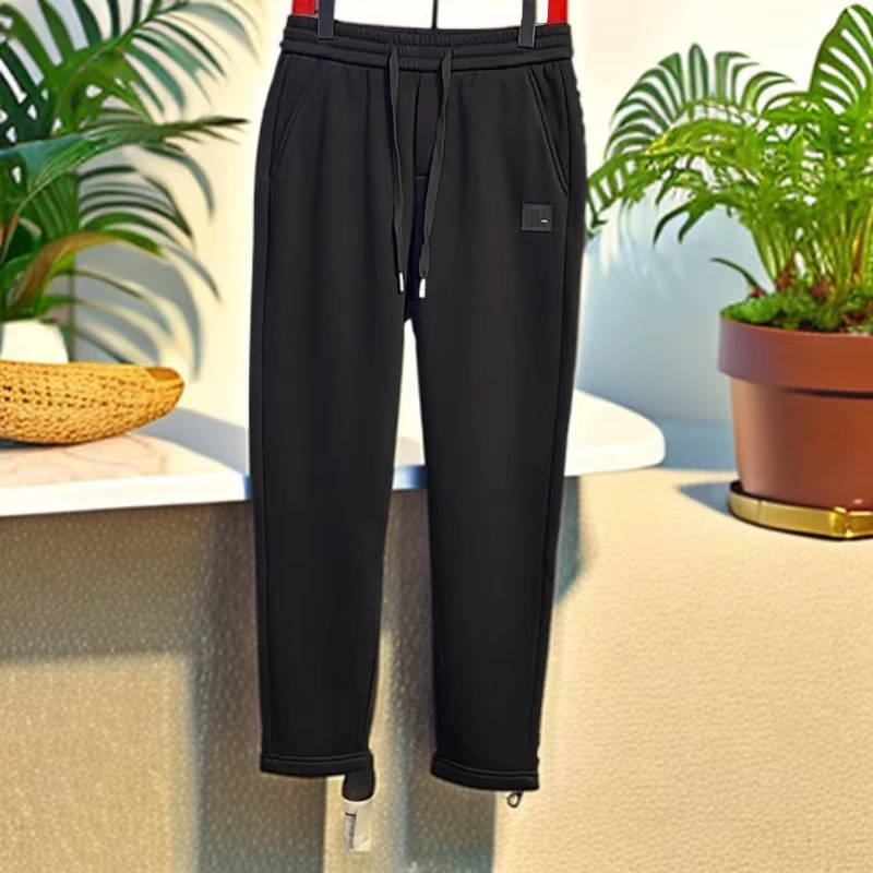 男士冬季加绒加厚直口简约休闲运动裤