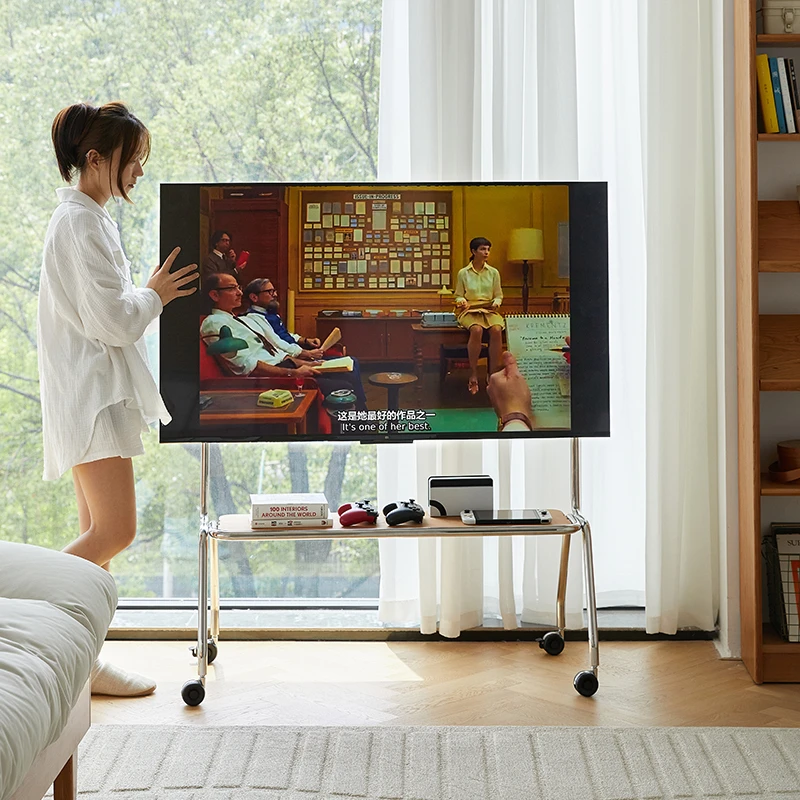 几宿家具微光电视机支架可移动落地304不锈钢复古中古网红家具