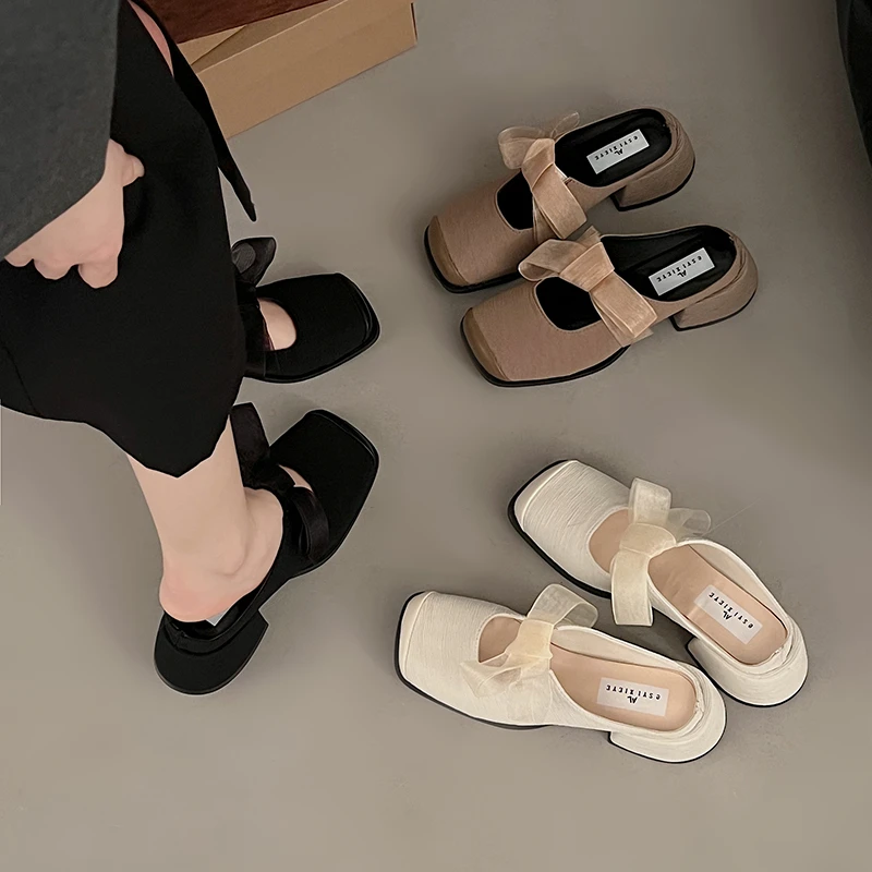 网红拖鞋女外穿2025年新款小香风气质法式国潮百搭粗跟凉拖鞋鞋子