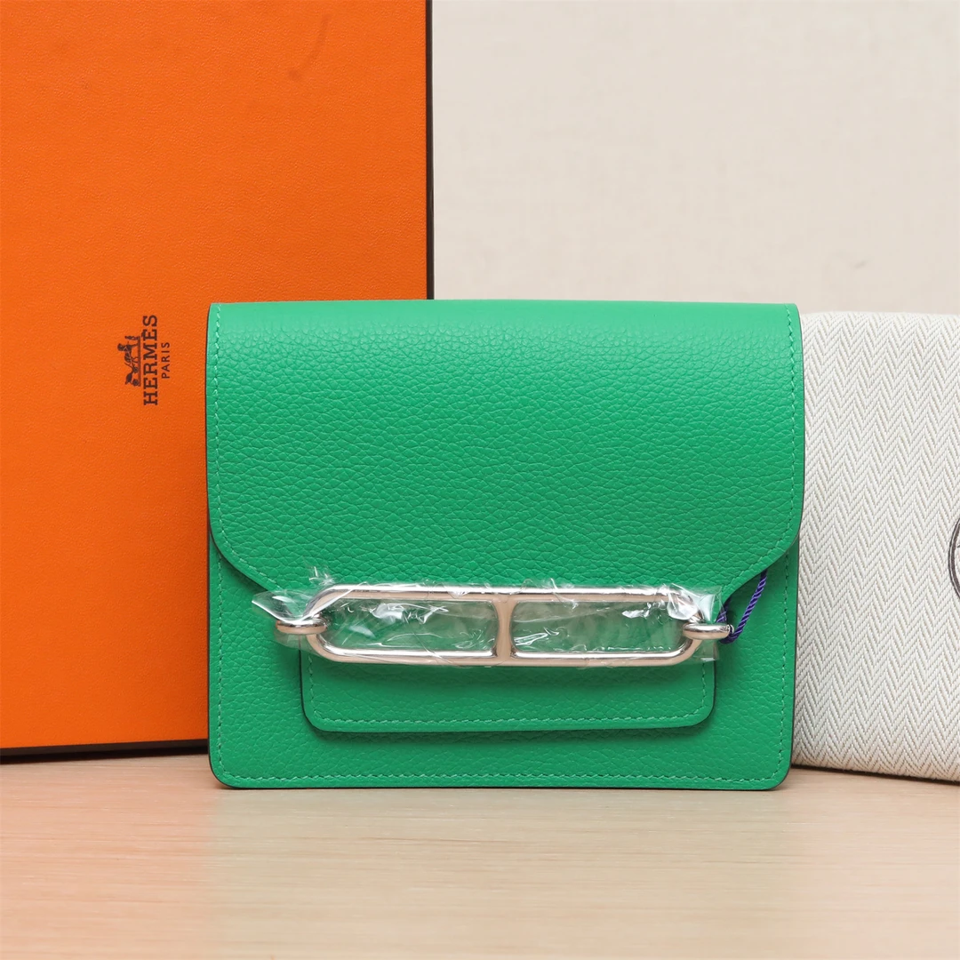 99新 Hermes/爱马仕 猪鼻子 钱包 6W薄荷绿 Z刻 银扣 P203976237