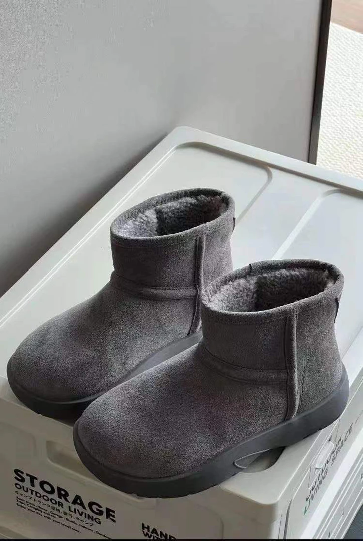 魏佳推荐-加绒圆头厚底短筒毛毛短靴女雪地靴973