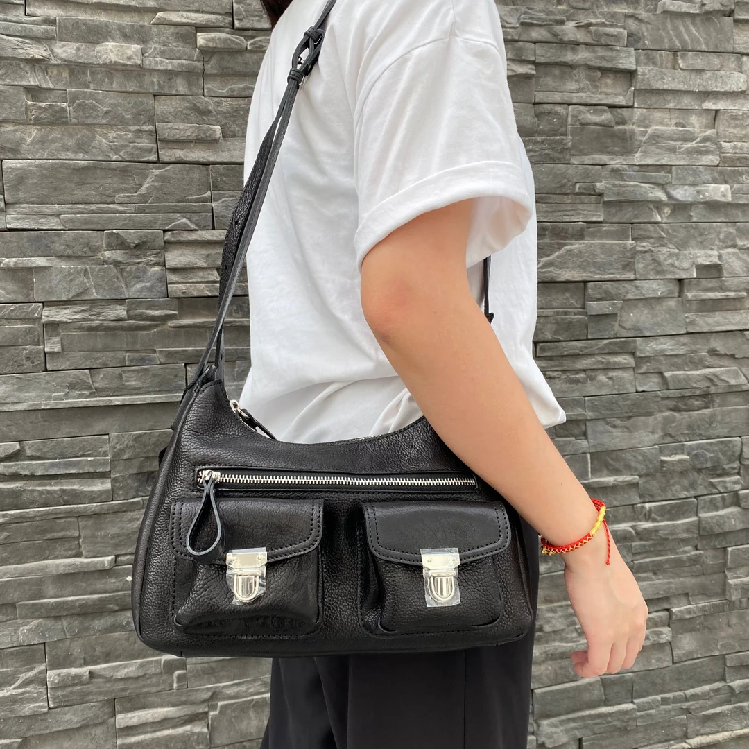 【真皮时代】女士单肩斜跨包时尚休闲百搭经典简约潮流肩包58009