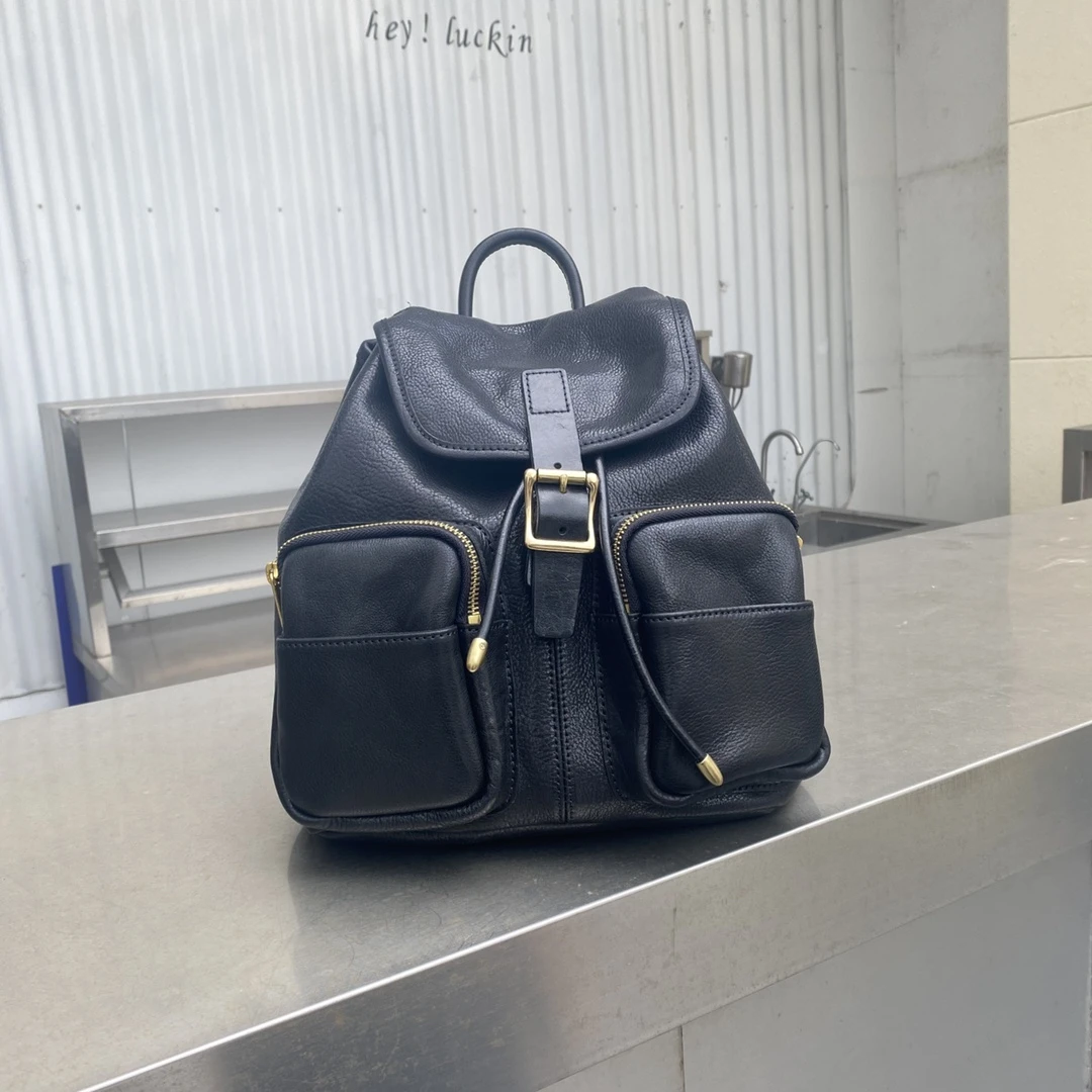 【真皮时代】女士双肩斜跨包时尚休闲百搭经典简约潮流双肩包5228