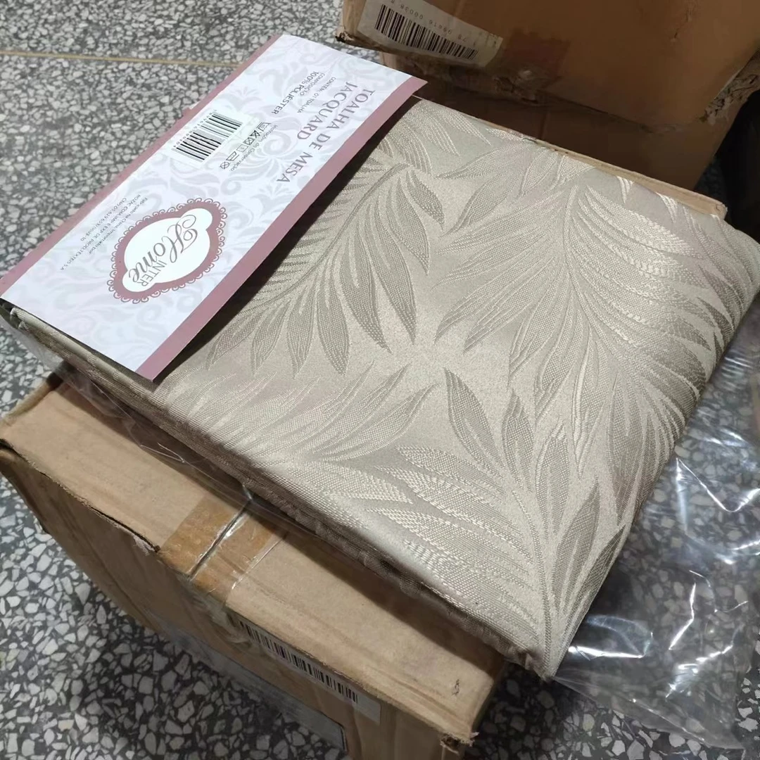外贸单！卡其色叶子款 桌布