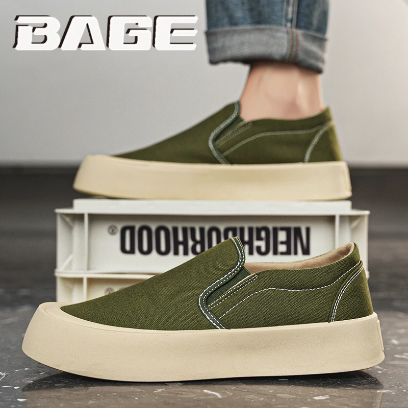 八哥男鞋夏季时尚百搭运动透气帆布板鞋懒人休闲一脚蹬低帮乐福鞋