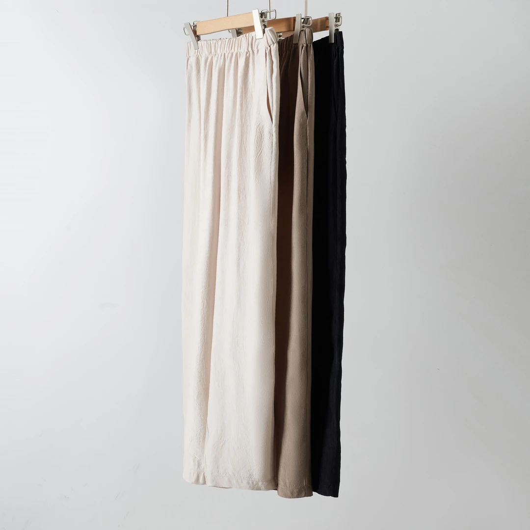 夏季醋酸缎面薄款高级皱感显瘦气质小脚萝卜裤1008