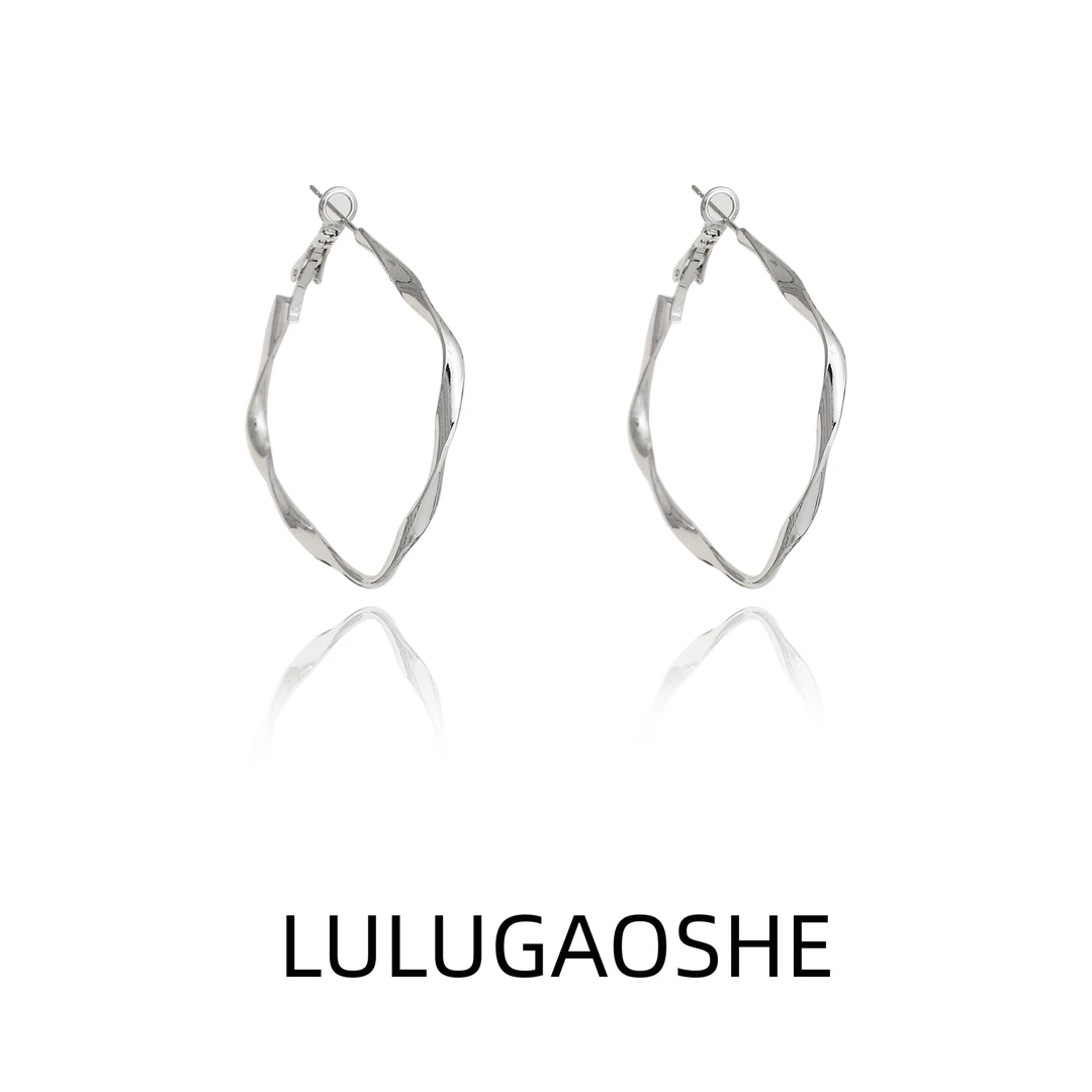 铜合金耳饰 c-1186大耳圈时尚气质百搭简约冷淡风ins银色