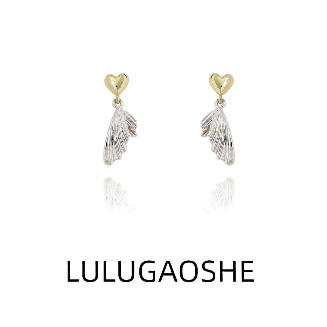 合金耳饰 88号c-1205撞色爱心鱼尾耳环精致小巧气质冷淡风耳钉