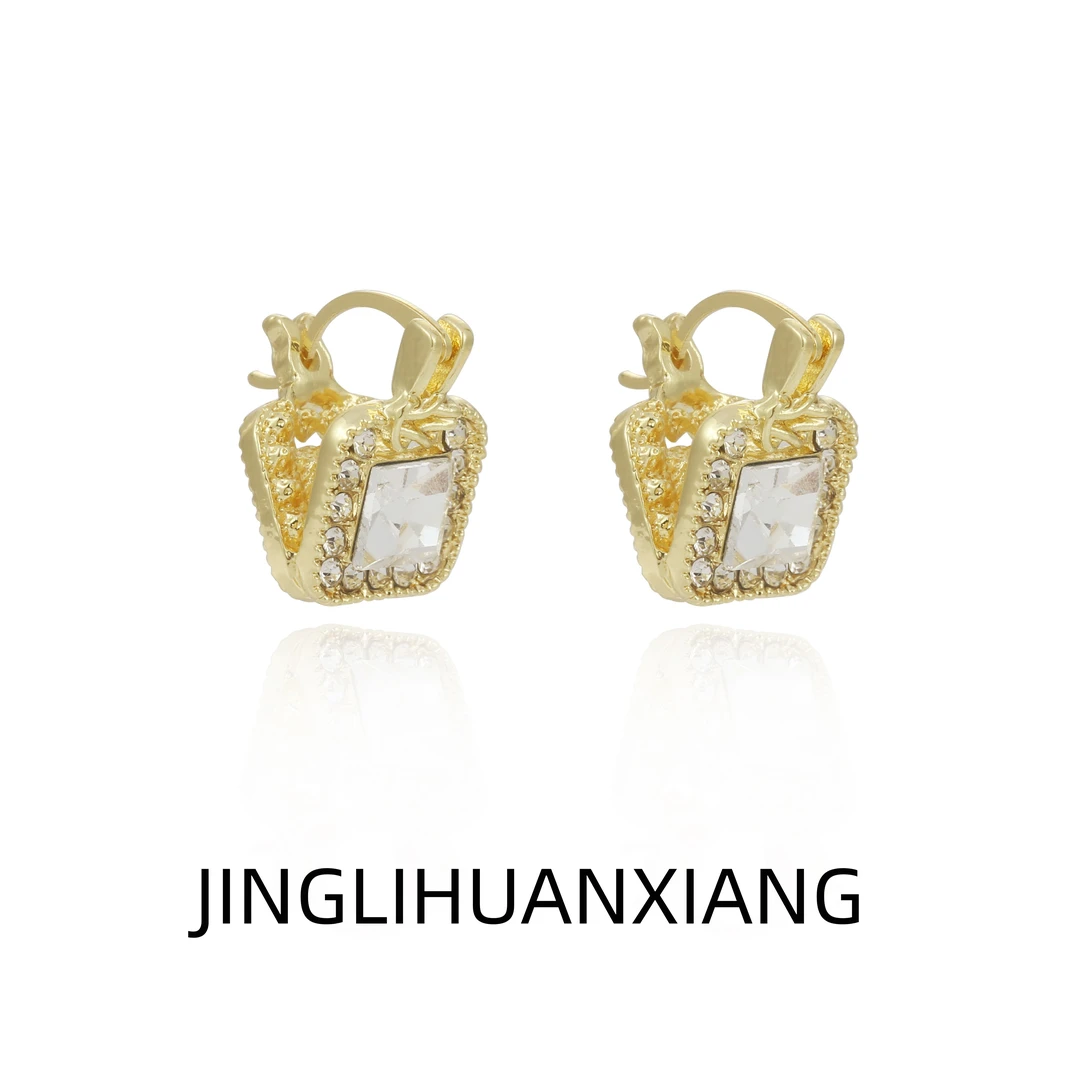 合金耳饰 c-754双面方形耳环耳扣时尚精致高级感洋气气质轻奢耳饰