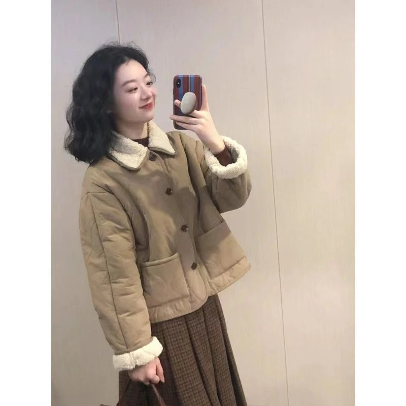 上衣冬天小个子复古短款polo棉衣外套女2023冬季小众设计款棉服潮