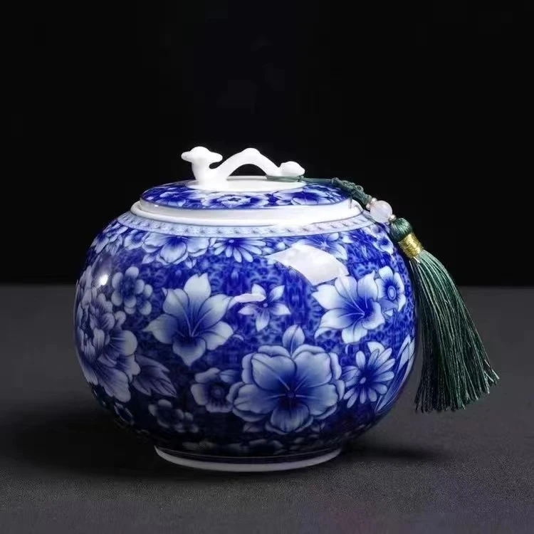 如意青花茶叶罐2534