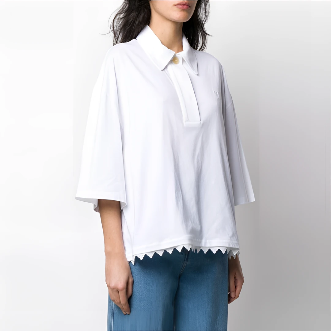 罗意威/10754/M码/白色女士翻领刺绣短袖/95新/工价8200