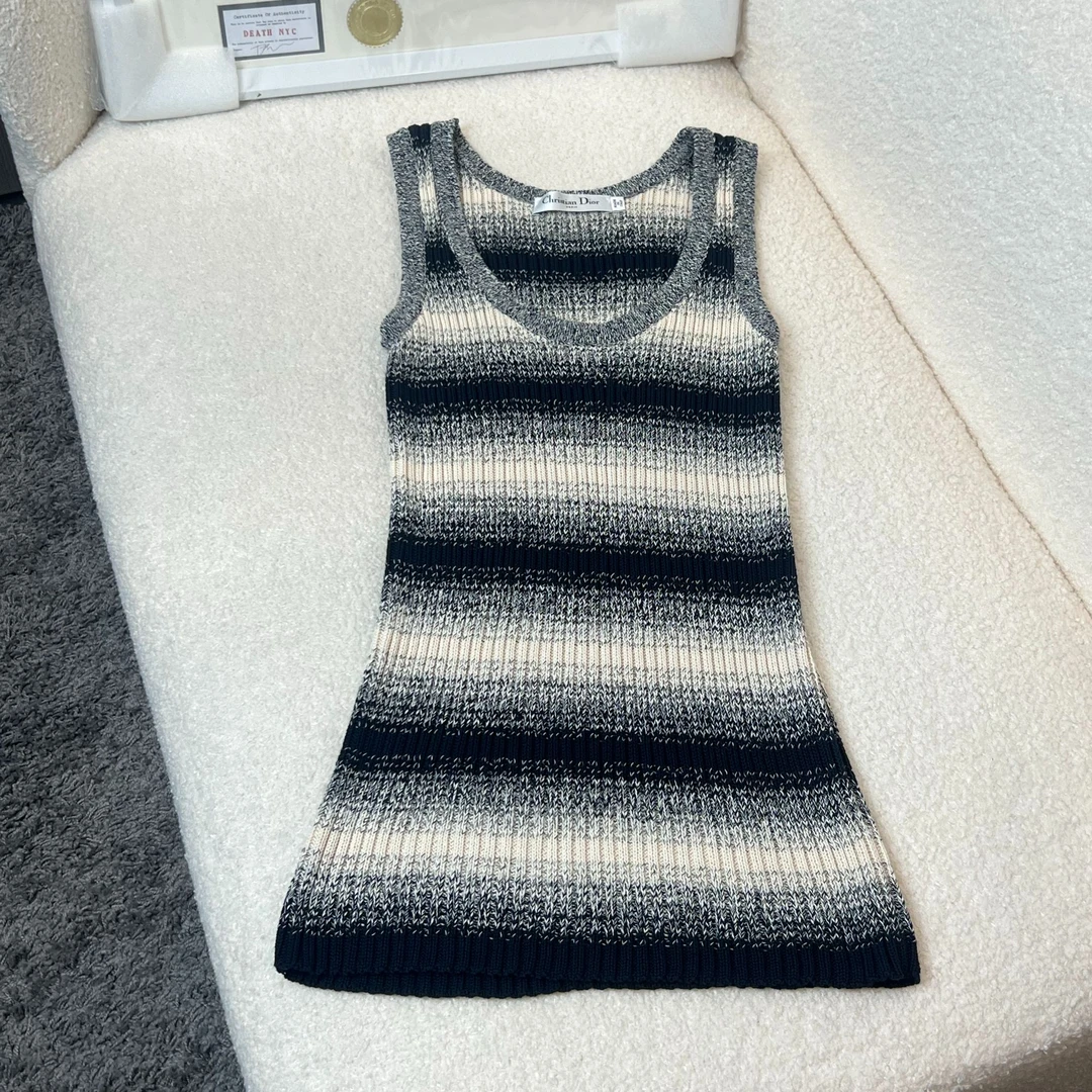 迪奥/2406134/34码/撞色条纹渐变针织背心裙/95新/工价9870