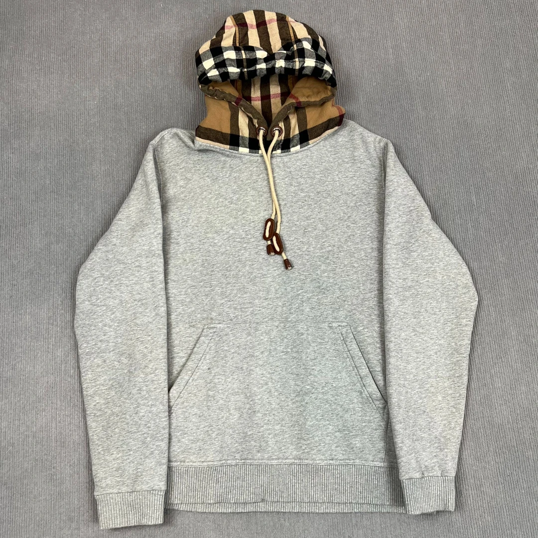 95新 BURBERRY/博柏利 241140/S码/经典格纹连帽卫衣/9200