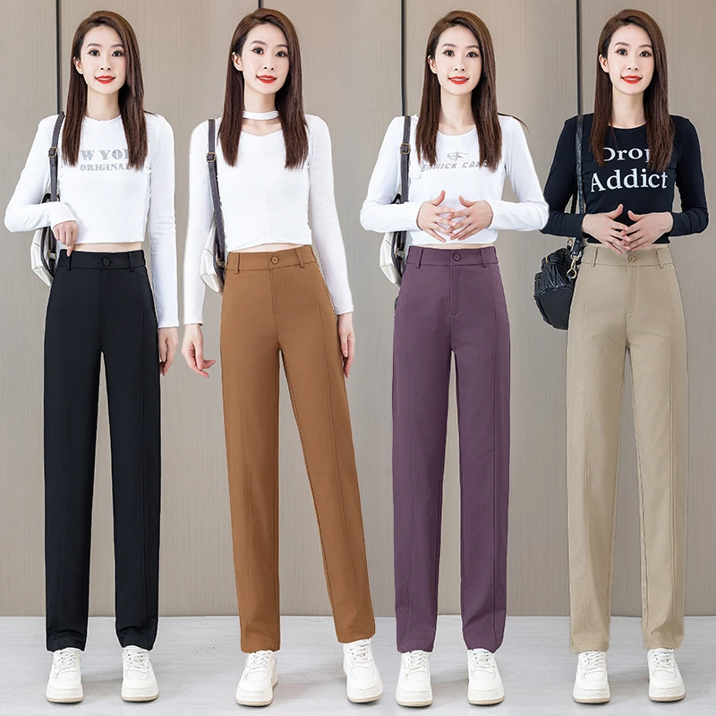 时尚休闲裤女2024秋季新款洋气减龄小个子显瘦垂感气质西装直筒裤