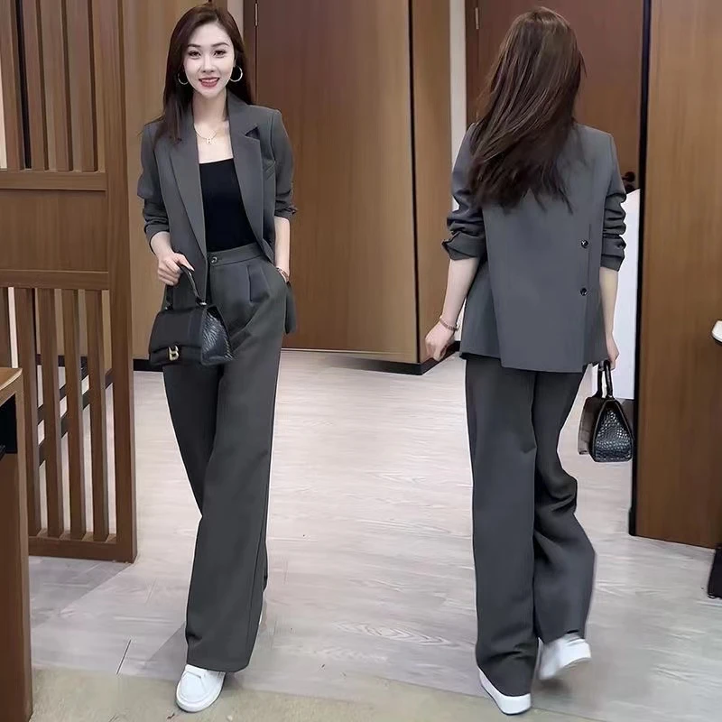 韩版小西装套装女2025秋新款时尚休闲气质职业装阔腿裤西服两件套