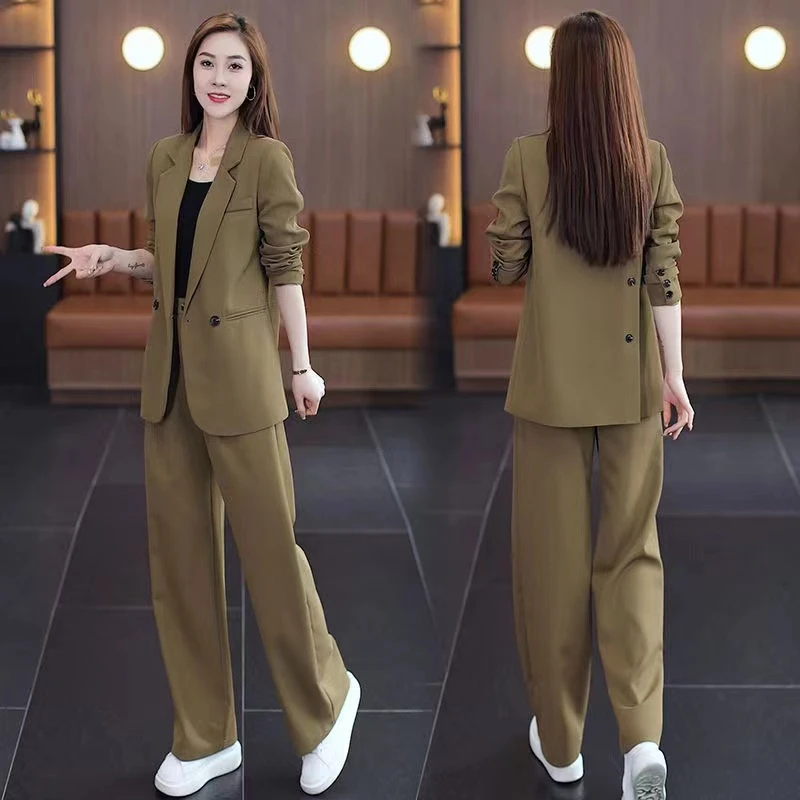 小西装套装女2025春新款韩版时尚减龄网红职业装西服阔腿裤两件套