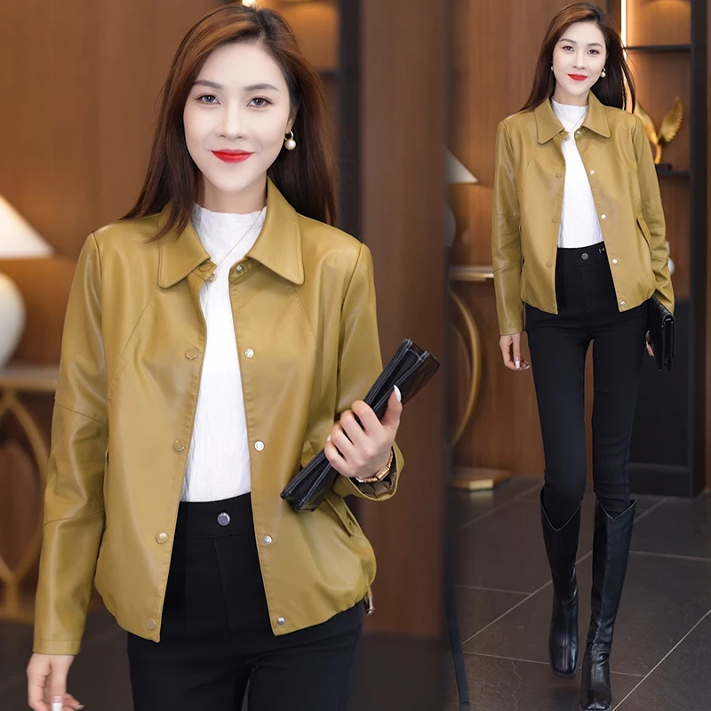 洋气皮衣外套女2025秋季新款时尚百搭修身显瘦休闲皮夹克上衣