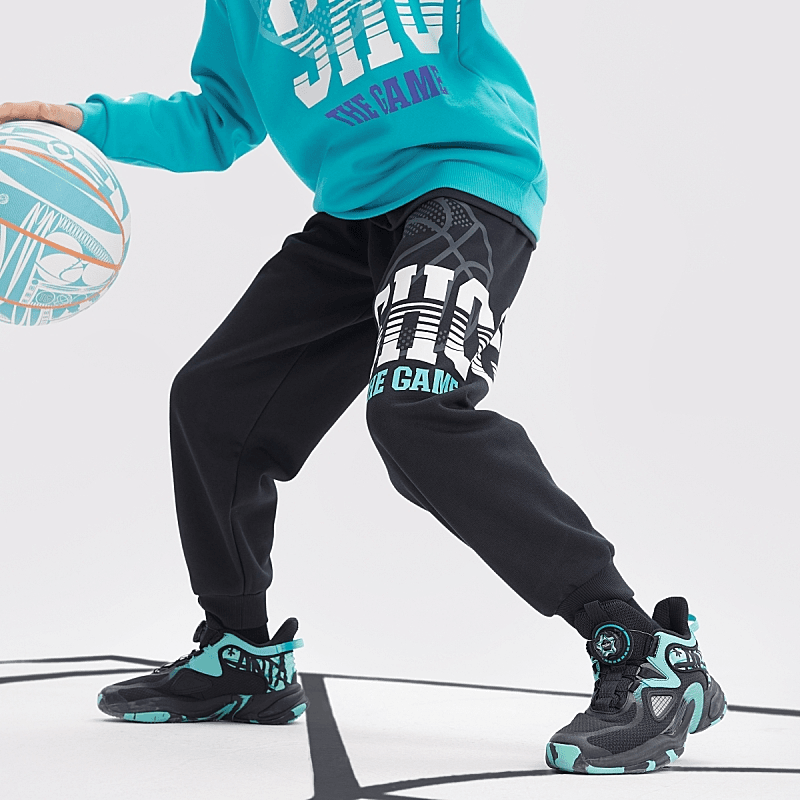 【篮潮】儿童中大童秋冬加厚不倒绒针织时尚宽松运动长裤352241740