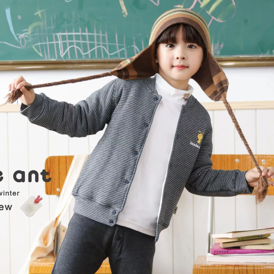 新款 益友小蚂蚁蚕丝羊绒儿童内胆校服神器开衫棉袄三层四层
