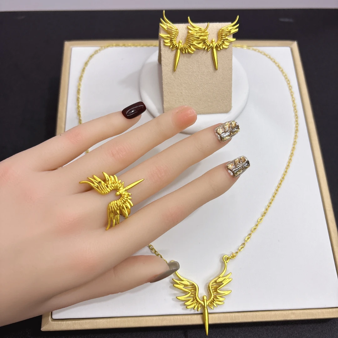 铜合金吊坠 铜合金吊坠 铜合金A27耳环戒指项链三件套