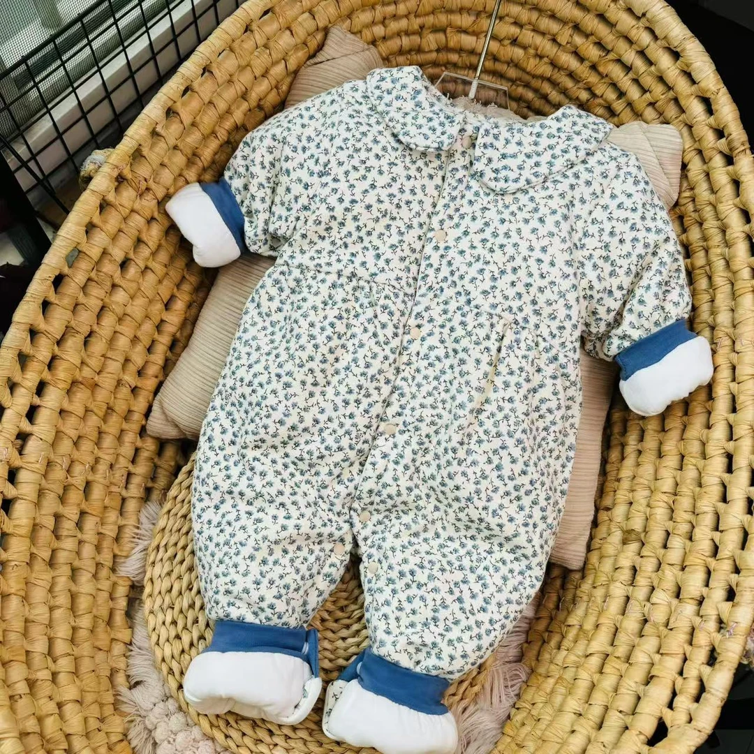 满天星冬款夹棉爬爬服棉衣旗袍闭档连体衣哈衣外出服保暖幼儿