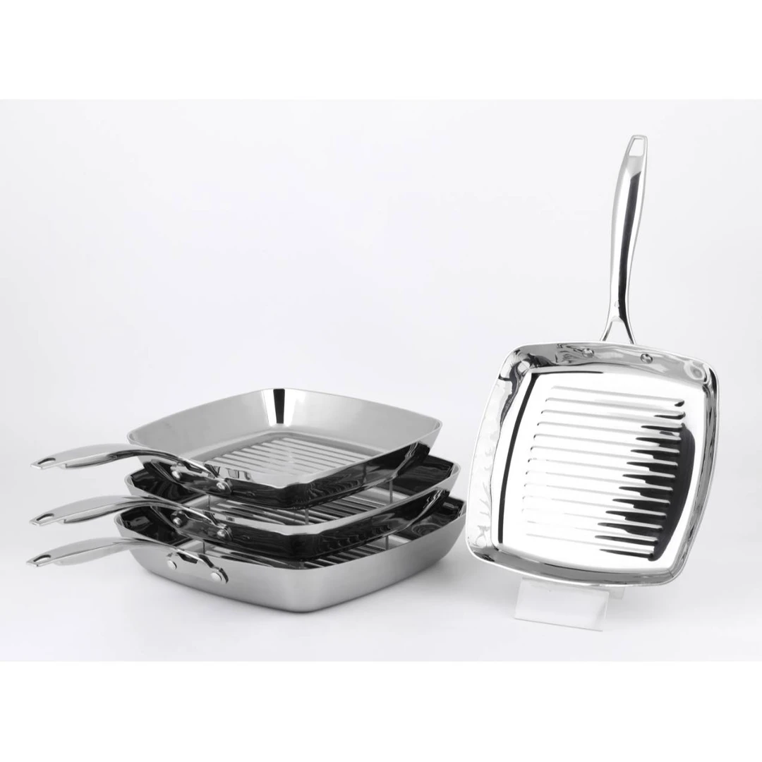 出德国品牌尾单尾单全钢一体成型不锈钢牛排专用煎盘 24/26cm