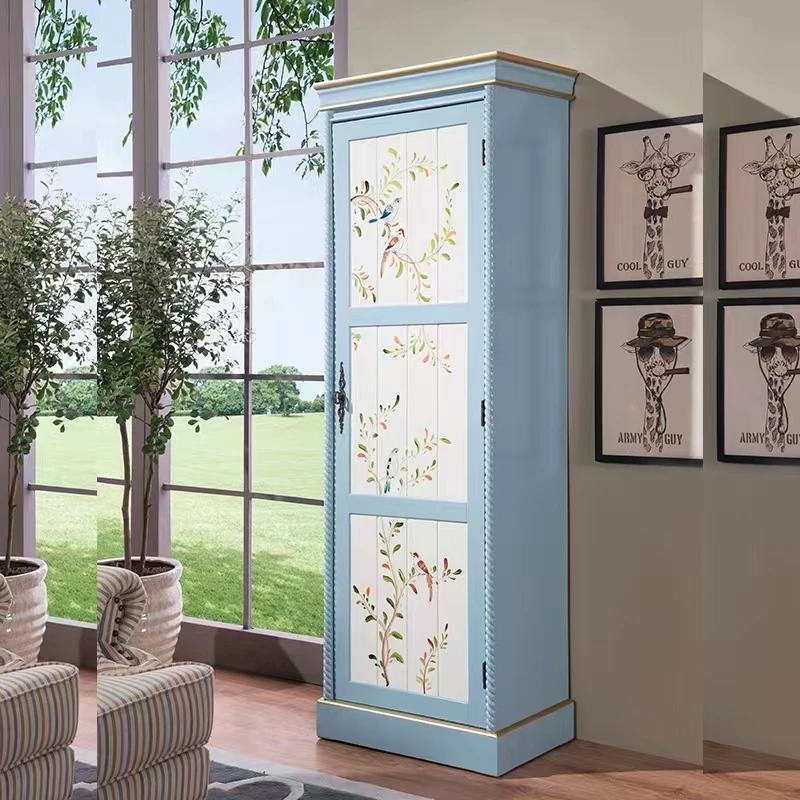美式田园单门地中海高衣柜客厅家用隔断带门单门立柜
