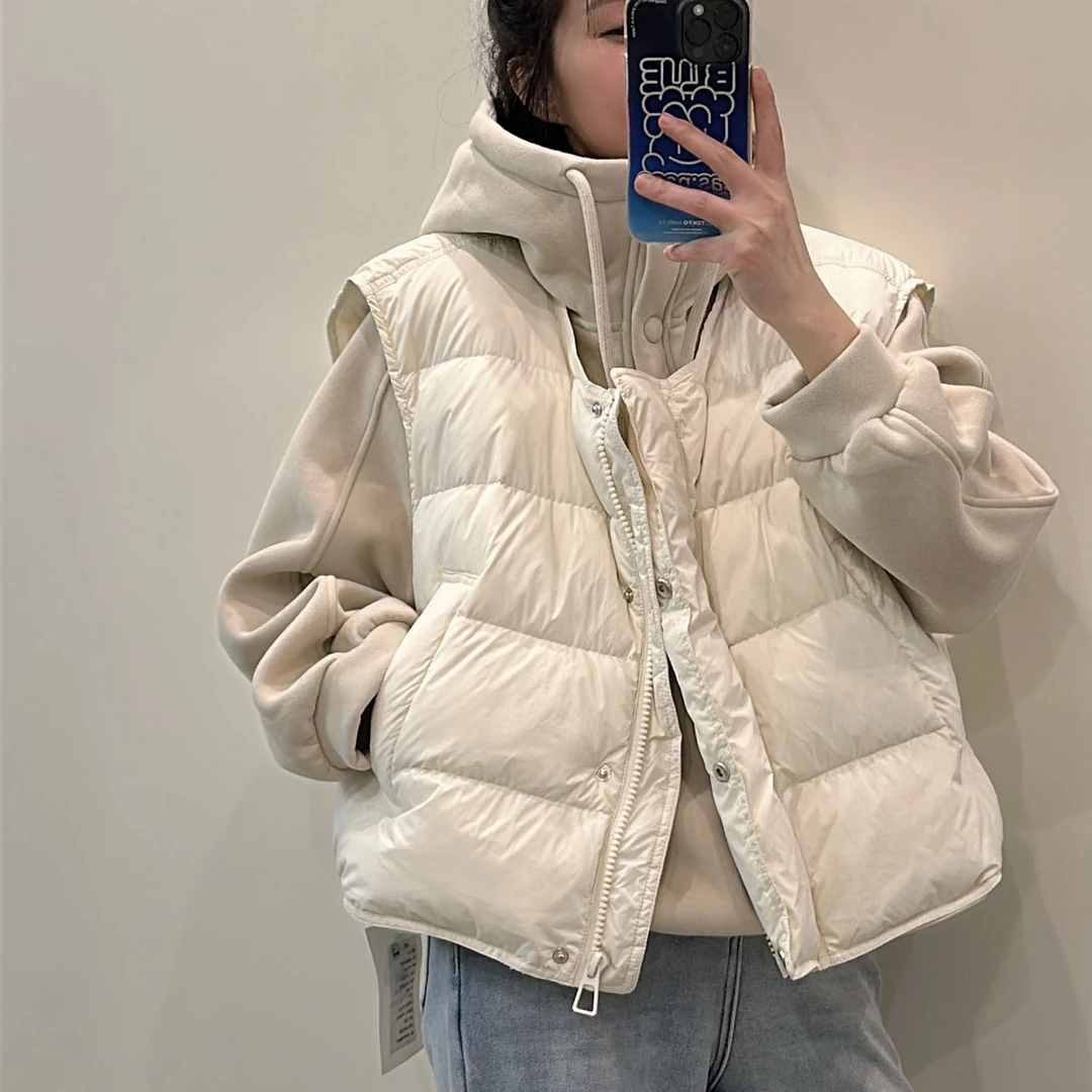 5006CC女装2024新品休闲马夹加加绒连帽卫衣两件套