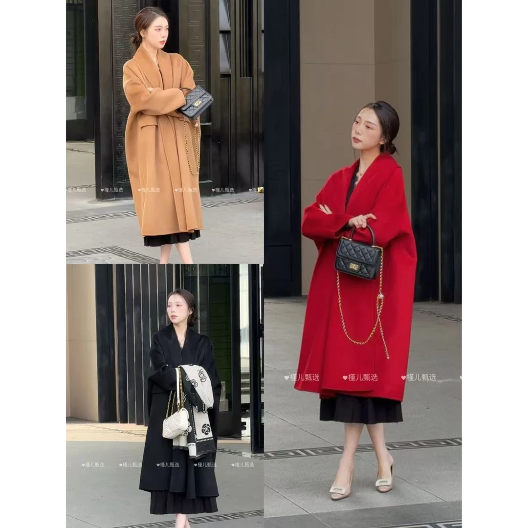 【槿儿专属】【肖邦夜曲】新款双面羊毛大衣中长款毛呢外套韩版宽松