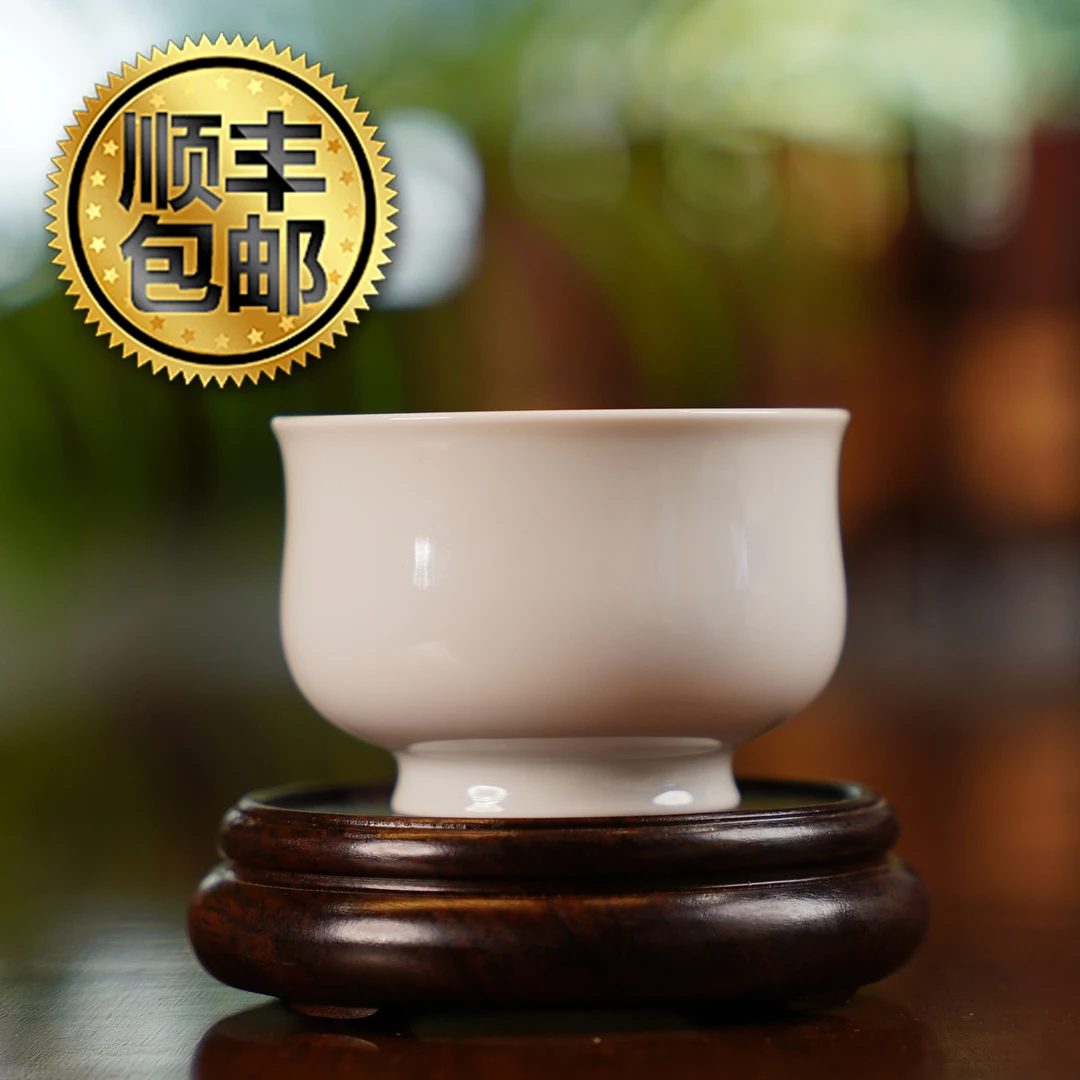 刘建锋窑 白胎炉式杯2 茶杯陶瓷中式盖碗喝茶茶具品茗纯手工白瓷
