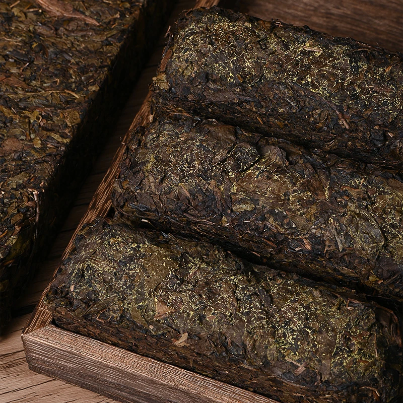 黑茶湖南安化黑茶金花茶天尖茯砖茶金花爆满茯茶砖茶送茶刀两斤装