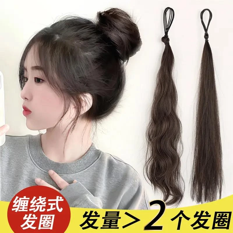 自绕发束丸子头假发发圈一体式花苞头盘发高颅顶增发量假发包时尚
