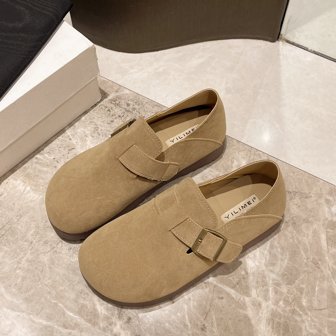 勃肯鞋女款2025新款爆百搭复古风阔腿裤专用鞋一鞋两穿一脚蹬女鞋