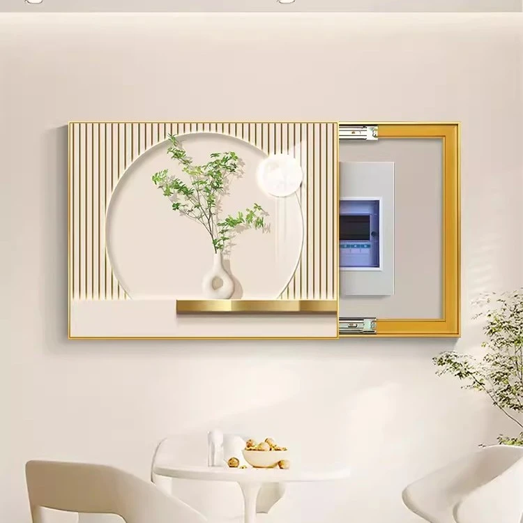 奶油风电表箱装饰画现代简约餐厅电闸配电箱遮挡免打孔弱电箱挂画