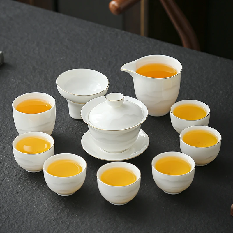 晟翔陶瓷茶具套装水墨峰盖碗主人杯11头