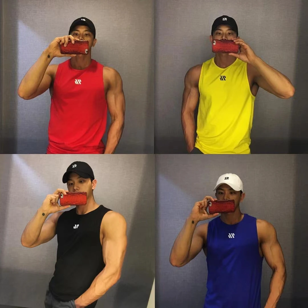 夏季网眼无袖背心男 速干,运动背心,坎肩,男士运动T恤衣服健身