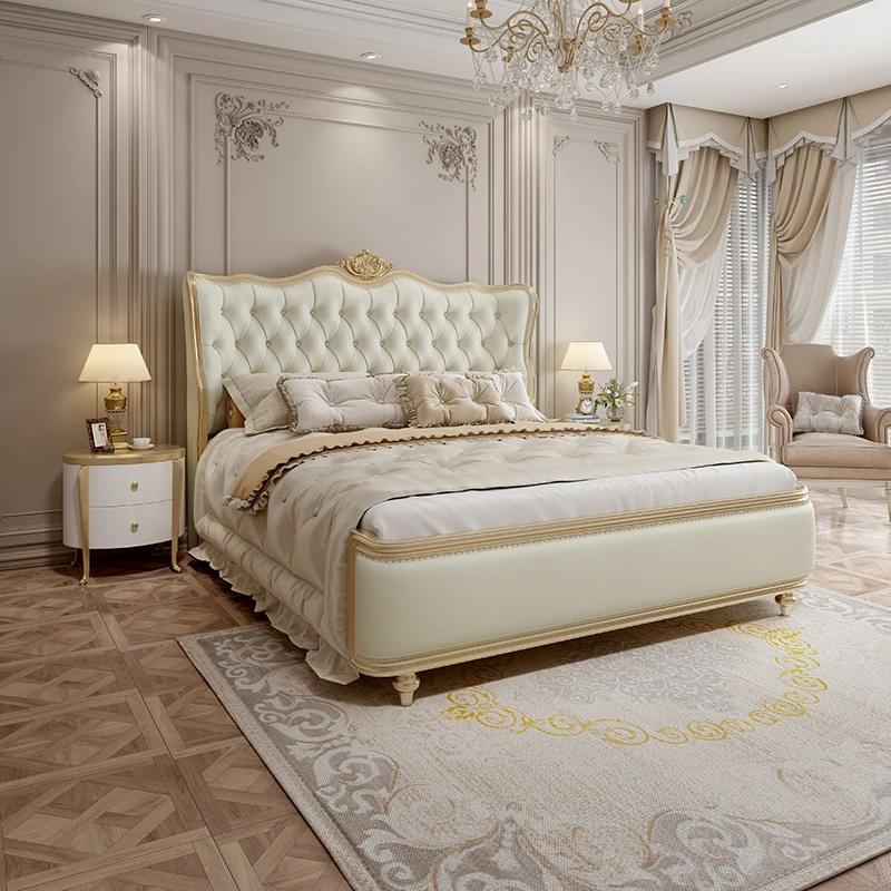 美式轻奢实木床奢华别墅公主床主卧大床欧式双人床雕花大床