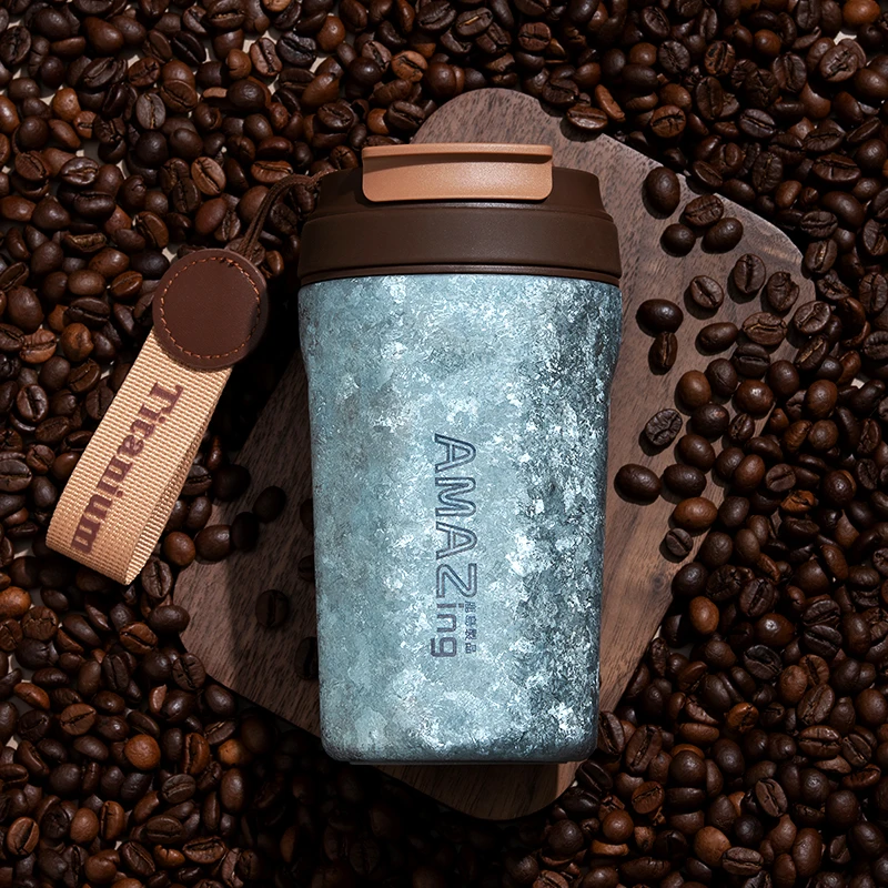 鹿岛纯钛咖啡杯2024新款高档男女士拿铁杯随行钛杯抑菌养生大容量