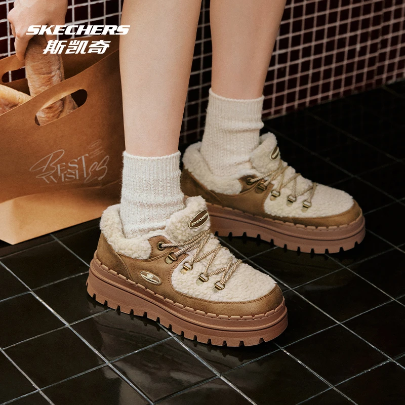 斯凯奇冬季奶糕鞋加绒保暖运动鞋休闲厚底增高鞋时尚松糕鞋167902