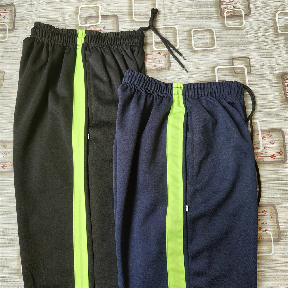 藏蓝色校服裤子一条杠初高中小学生宽绿条校服裤男女薄款运动裤