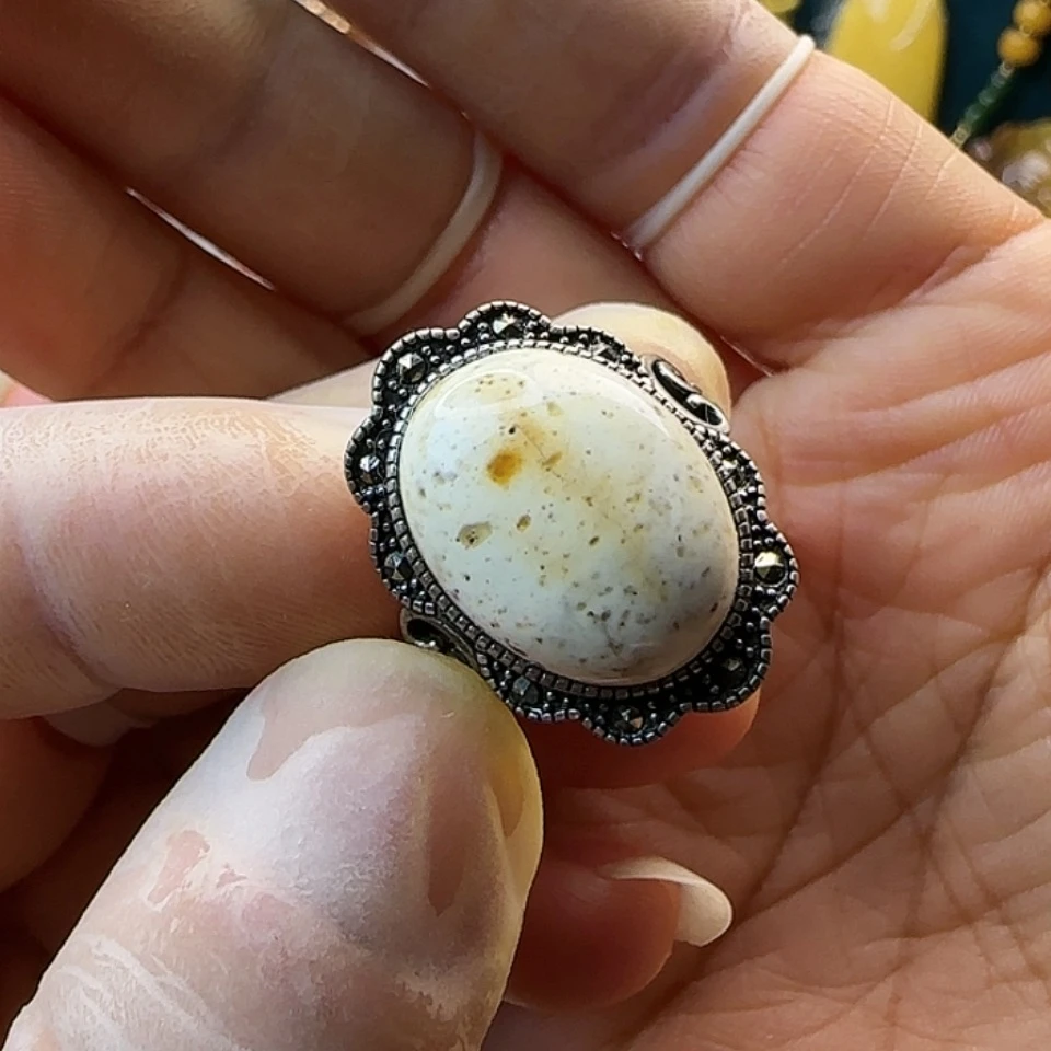 【闪购商品】琥珀戒指银S925镶嵌天然