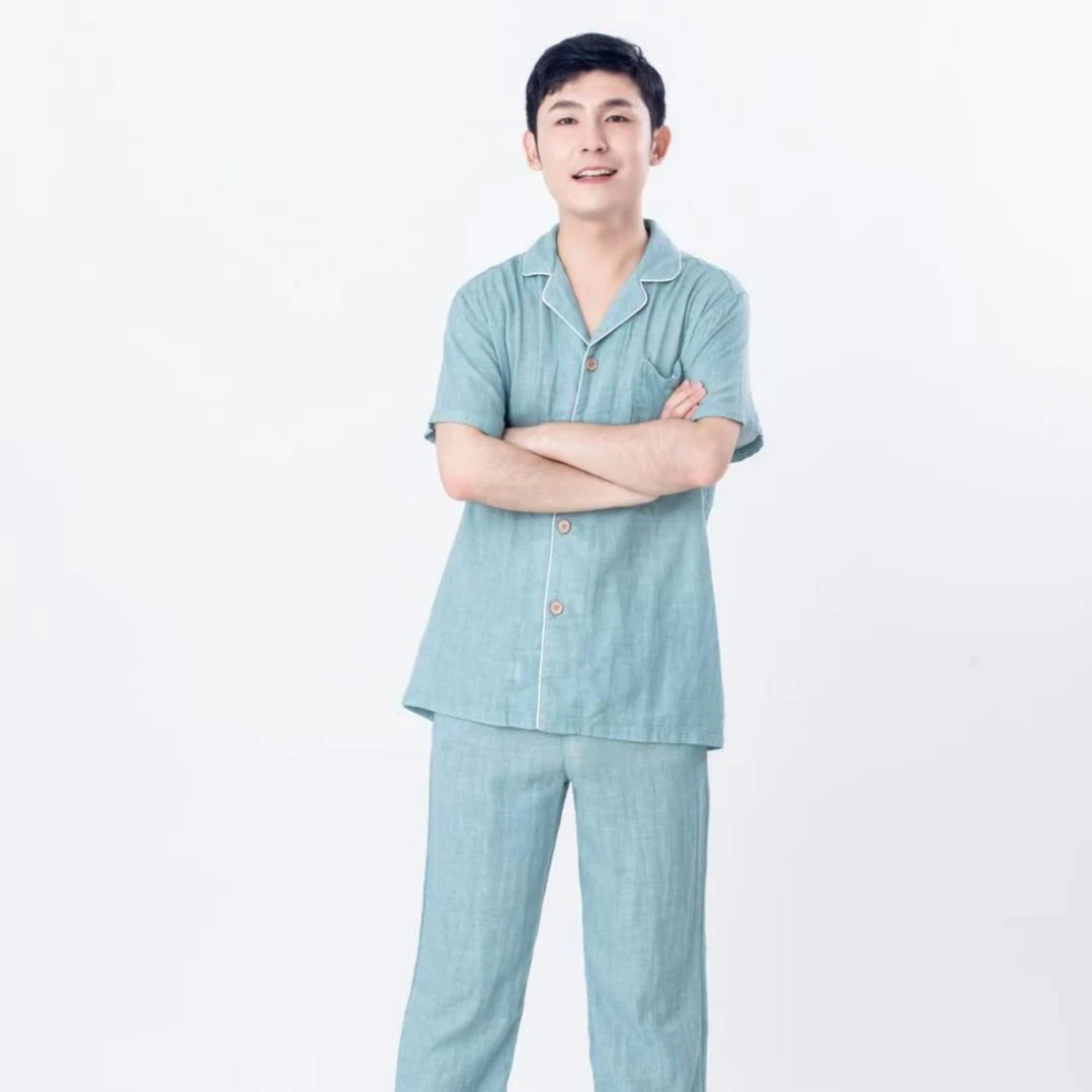 家居服休闲宽松套装全棉短袖长裤纯色睡衣夏季春季简约男女款成人
