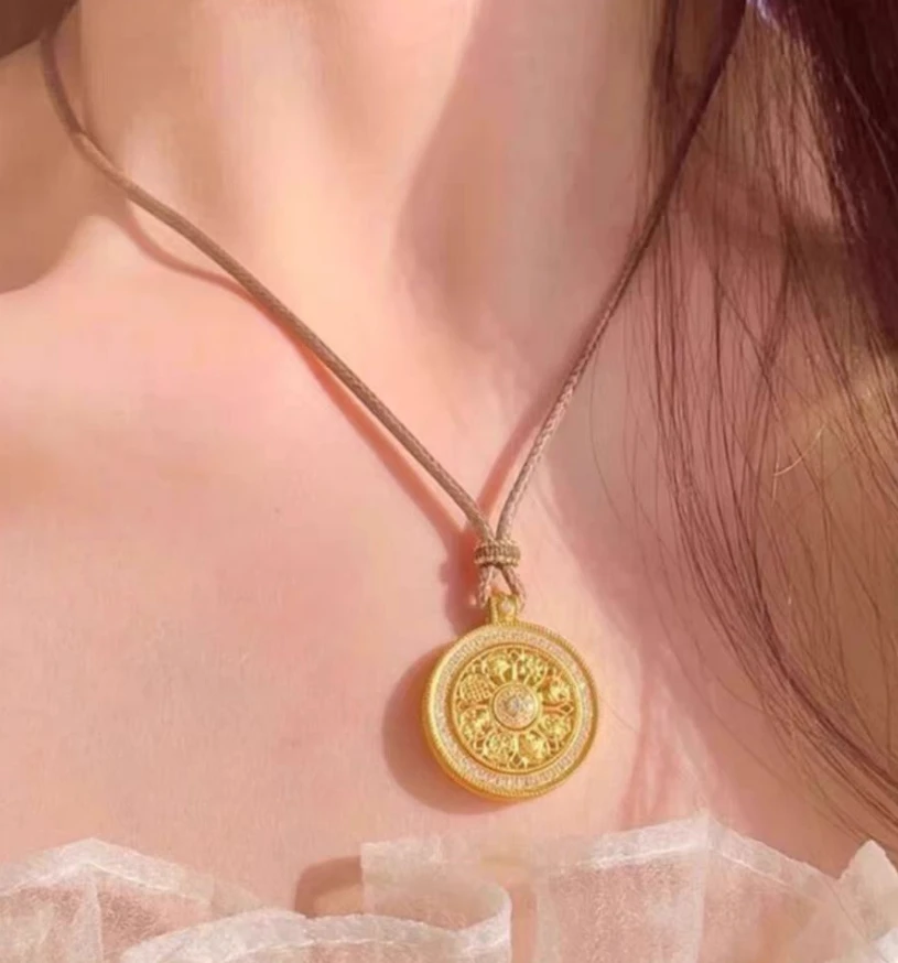 BAOFEIER/宝菲尔带钻八宝罗盘吊坠项链坠链转动